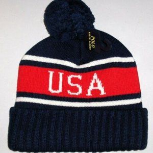 Polo Ralph Lauren Alpine Skiing Pom Beanie Hat USA